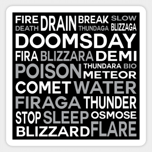 Black Magic Spells Word Cloud Final Fantasy IX Version Sticker